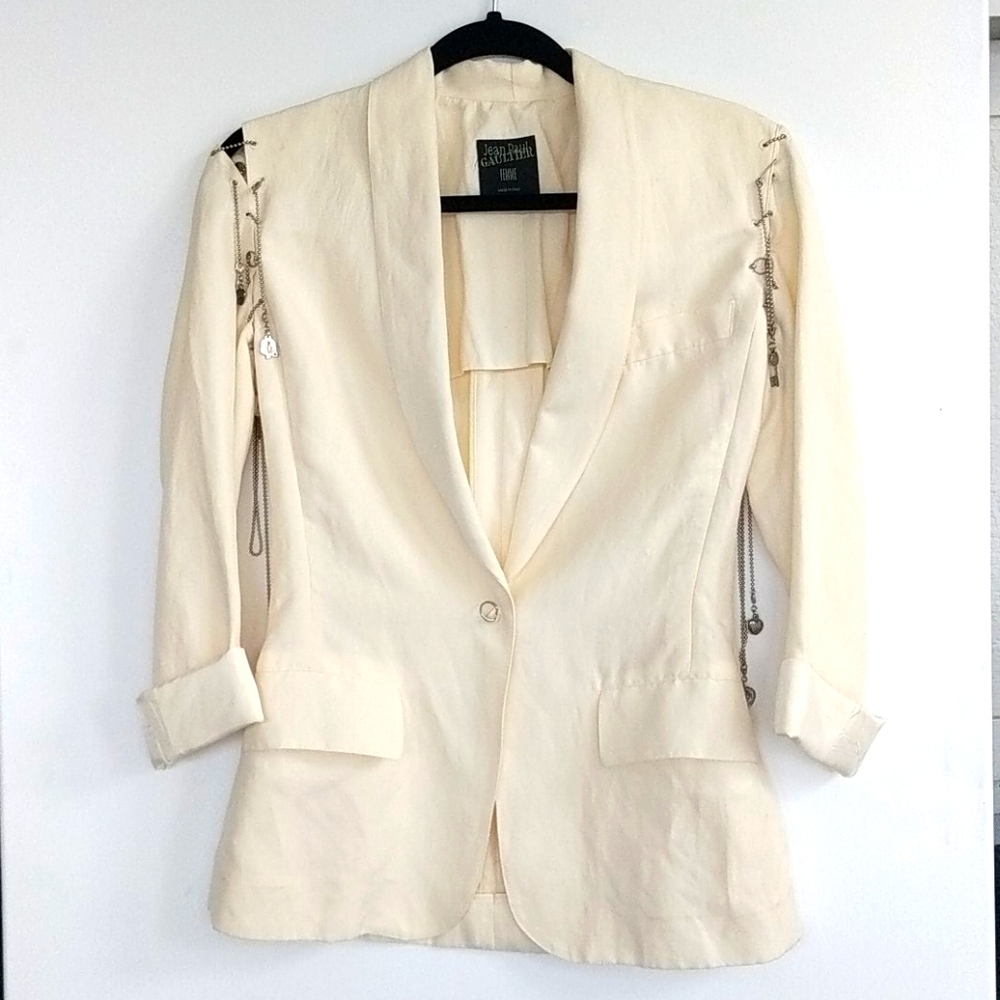 Jean Paul Gaultier silk linen blazer, chain detail